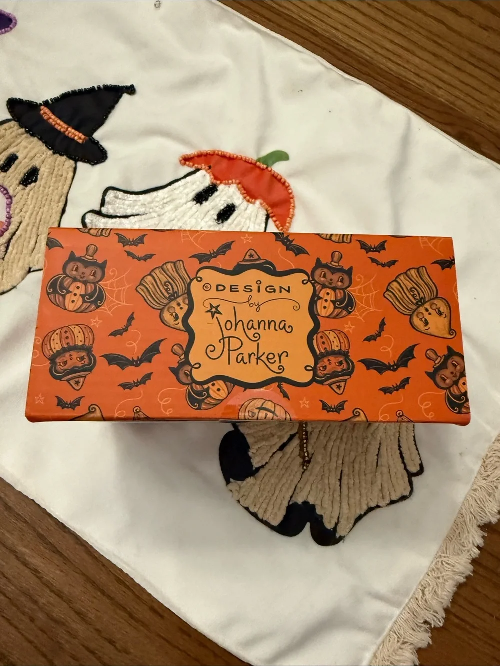 Johanna Parker Halloween Black Cat & Pumpkin Salt and Pepper Shaker Set - Orange